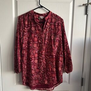 Burgundy Patterned Indian medium length top (Kurta)